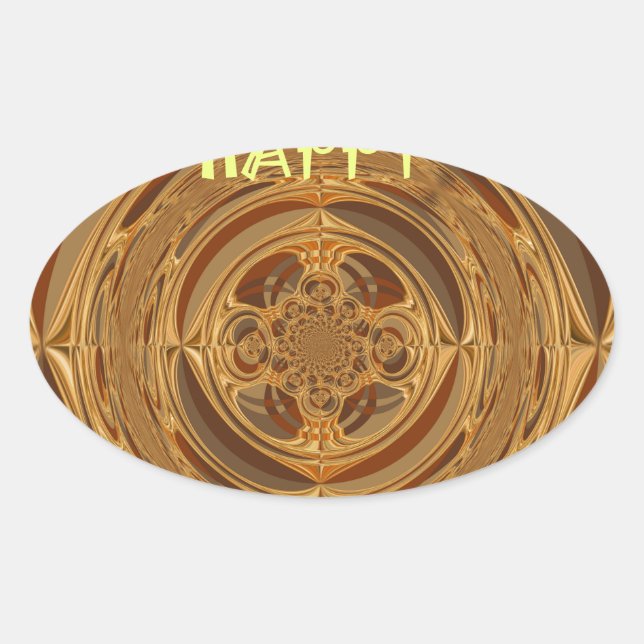 Pegatina Ovalada Felices vacaciones Circular Arte Imprimir/Diseño (Anverso)