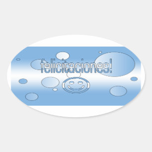 Pegatina Ovalada ¡Felicitaciones! La bandera de la Argentina