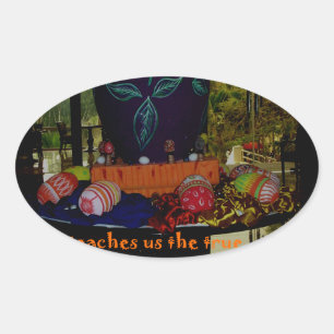 Pegatina Ovalada Feliz amor de Pascua, fe y deseos de esperanza