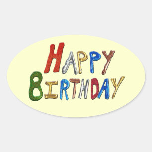 Pegatina Ovalada Feliz cumpleaños