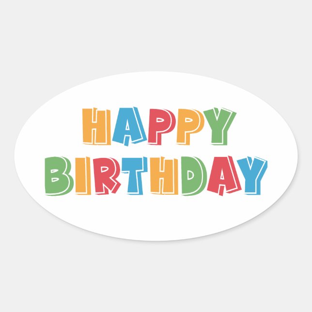 Pegatina Ovalada Feliz cumpleaños (Anverso)