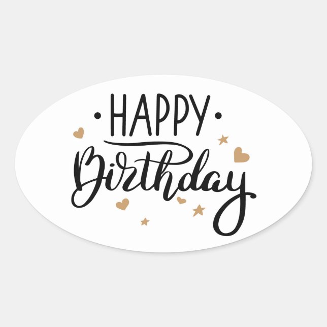 Pegatina Ovalada Feliz cumpleaños (Anverso)