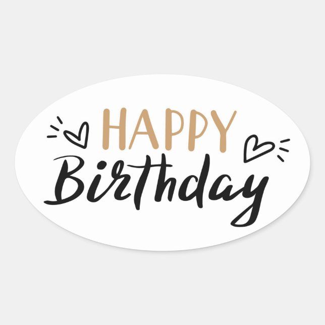 Pegatina Ovalada Feliz cumpleaños (Anverso)