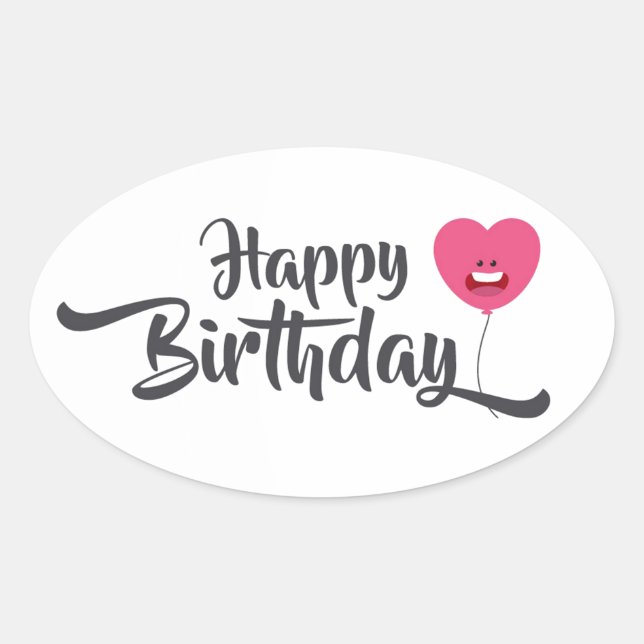 Pegatina Ovalada Feliz Cumpleaños (Anverso)