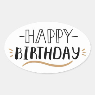 Pegatina Ovalada Feliz cumpleaños