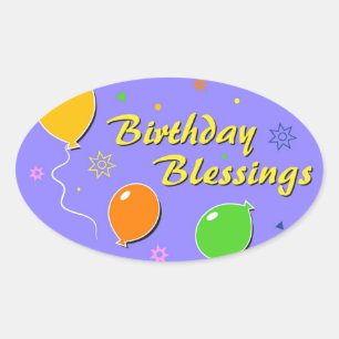 Pegatina Ovalada Feliz cumpleaños