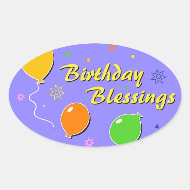 Pegatina Ovalada Feliz cumpleaños (Anverso)