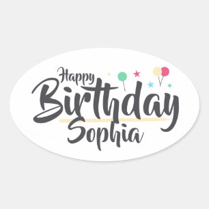 Pegatina Ovalada Feliz Cumpleaños