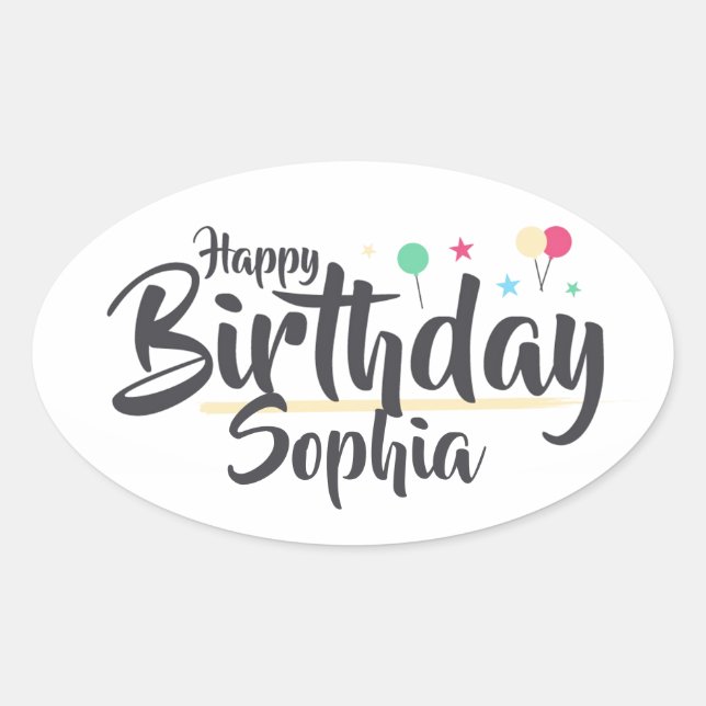 Pegatina Ovalada Feliz Cumpleaños (Anverso)
