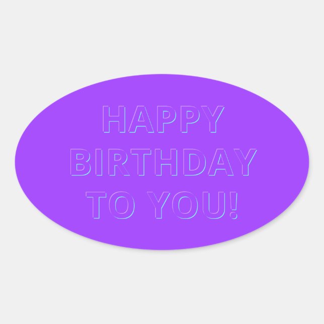 Pegatina Ovalada Feliz Cumpleaños o Eslogan Editable (Anverso)