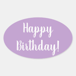 Pegatina Ovalada Feliz cumpleaños Purple Lilac
