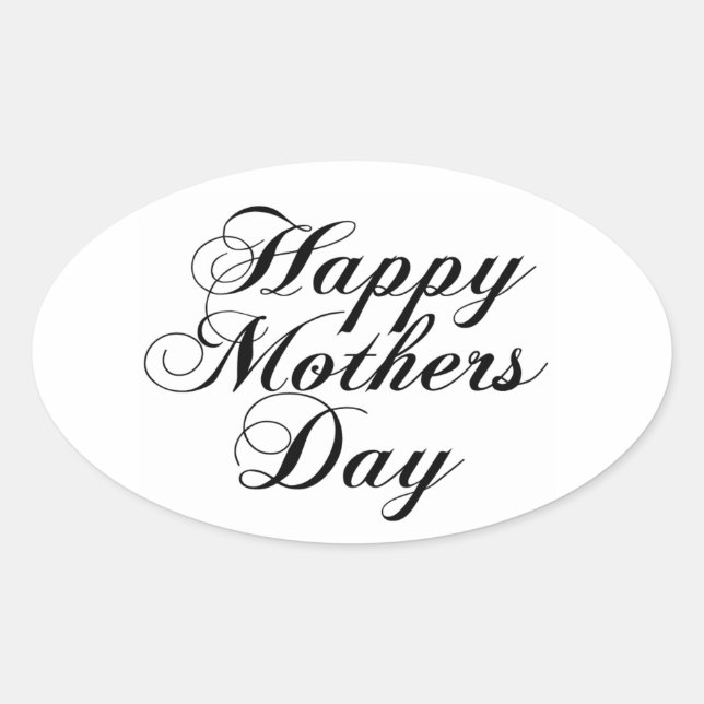 Pegatina Ovalada Feliz Día de la Madre (Anverso)