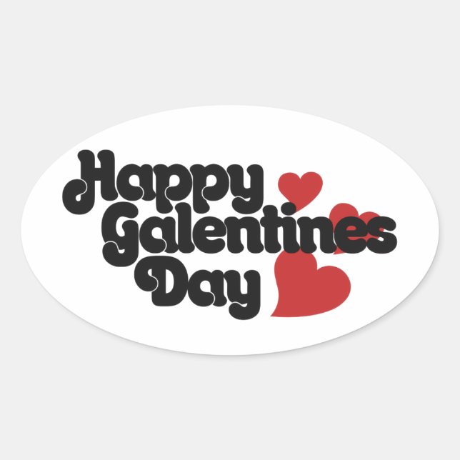 Pegatina Ovalada Feliz Día de las Galentinas (Anverso)