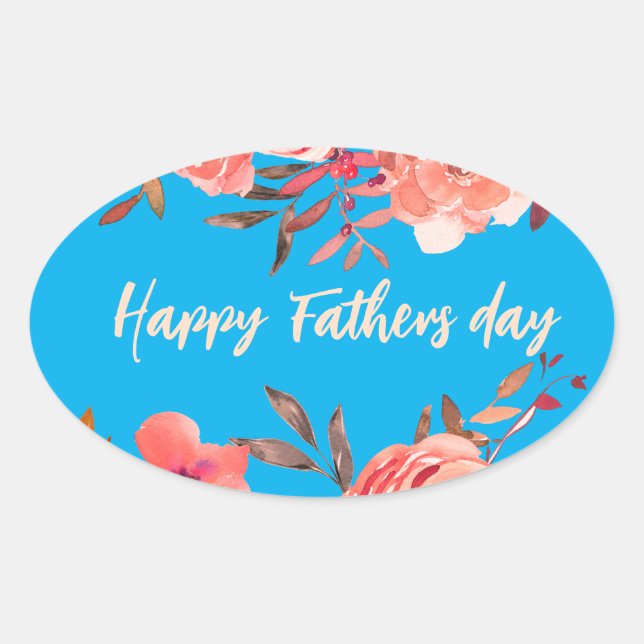 Pegatina Ovalada Feliz Día de los Padres (Anverso)