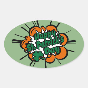 Pegatina Ovalada Feliz Día de San Patricio