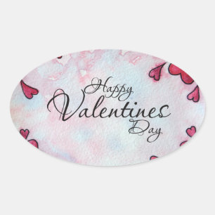 Pegatina Ovalada Feliz Día de San Valentín
