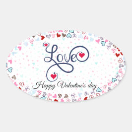 Pegatina Ovalada Feliz día de San Valentín