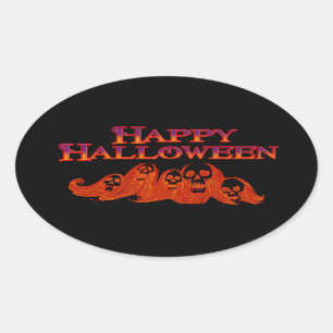 Pegatina Ovalada Feliz Halloween de las brujas de Halloween