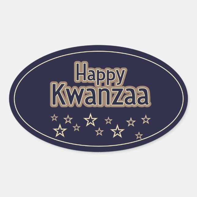 Pegatina Ovalada Feliz Kwanzaa (Anverso)