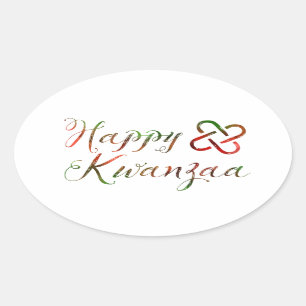 Pegatina Ovalada Feliz Kwanzaa Bokeh Umoja
