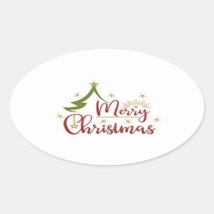 Pegatina Ovalada Feliz Navidad