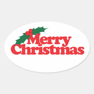 Pegatina Ovalada Feliz Navidad