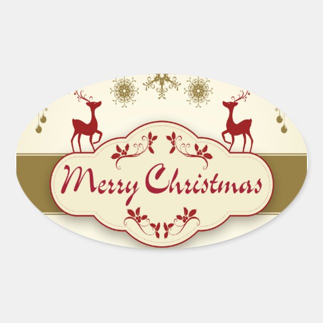 Pegatina Ovalada Feliz Navidad (Anverso)