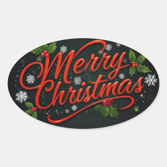 Pegatina Ovalada Feliz Navidad (Anverso)