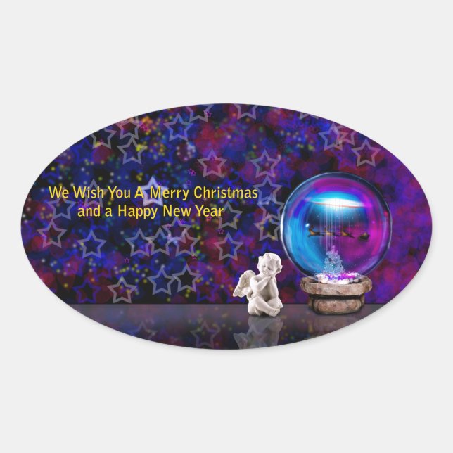 Pegatina Ovalada Feliz Navidad (Anverso)