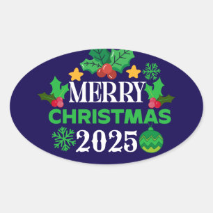 Pegatina Ovalada Feliz Navidad 2025-86303
