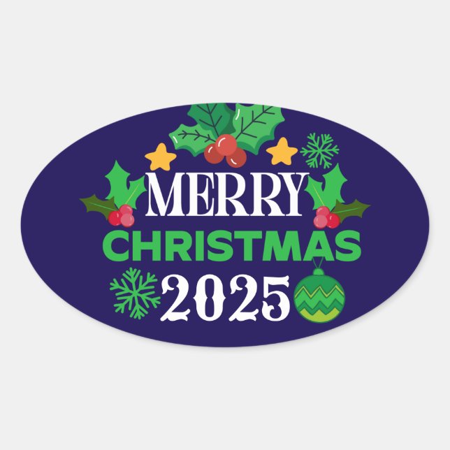 Pegatina Ovalada Feliz Navidad 2025-86303 (Anverso)