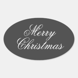 Pegatina Ovalada Feliz Navidad Grises Blancos Letra