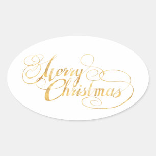 Pegatina Ovalada Feliz Navidad (ORO)