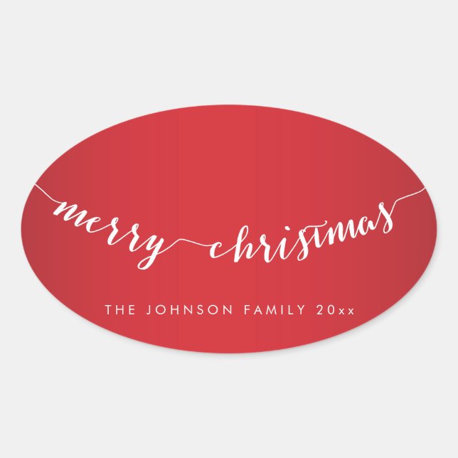 Pegatina Ovalada Feliz Navidad Pegatinas rojos (Anverso)