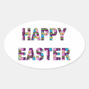 Pegatina Ovalada Feliz Pascua
