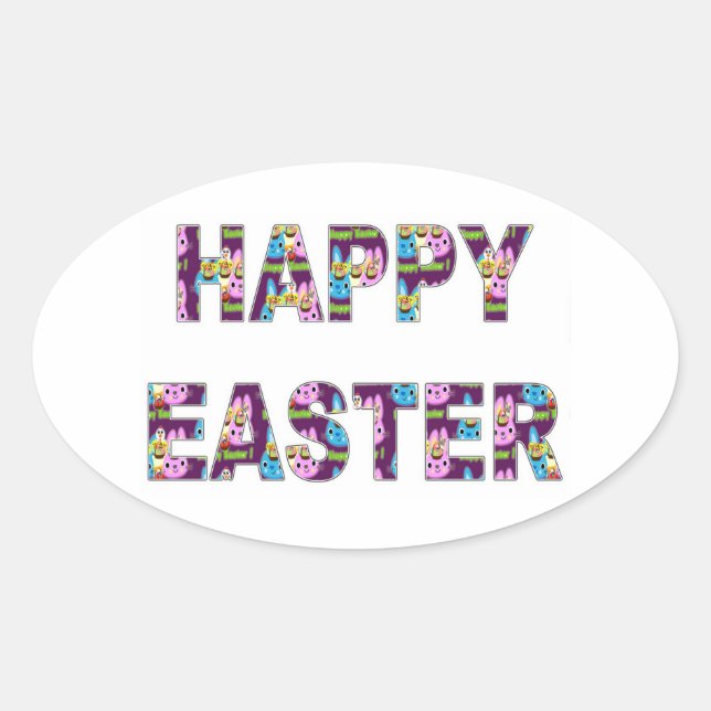 Pegatina Ovalada Feliz Pascua (Anverso)