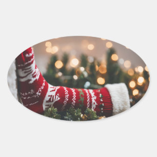 Pegatina Ovalada Festividades de navidades