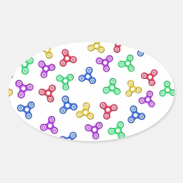 Pegatina Ovalada Fidget Spinners (Anverso)