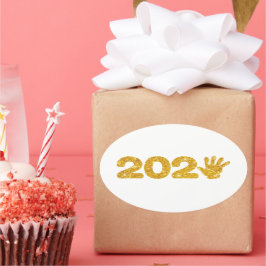 Pegatina Ovalada Fiesta de Año Nuevo 2025 - Feliz Año Nuevo 2025