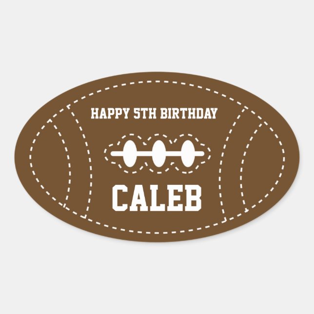 Pegatina Ovalada Fiesta de Cumpleaños Baby Shower Fútbol Cosido Lin (Anverso)