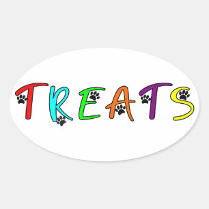Pegatina Ovalada Fiesta de perro Personalizado Tratado Textos