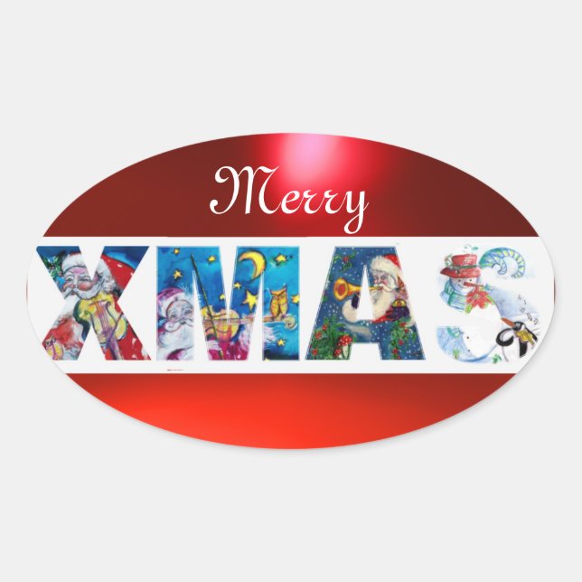 Pegatina Ovalada Fiesta DE SANTA XMAS MUSICAL / SERENADE DE PENGUIN (Anverso)