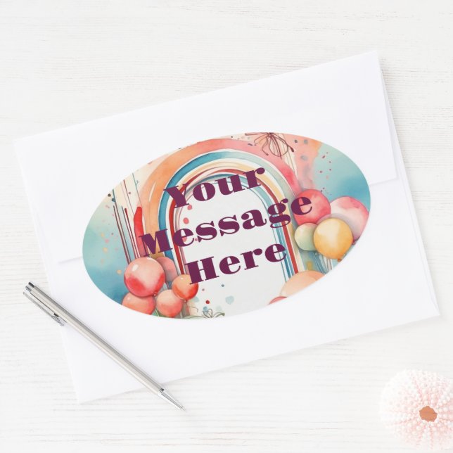 Pegatina Ovalada Fiesta del arco iris acuático (Sobre)