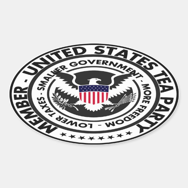 Pegatina Ovalada Fiesta del Tea de Estados Unidos (Anverso)