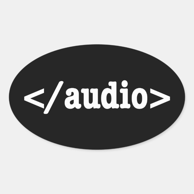 Pegatina Ovalada Finalizar código HTML5 de audio (Anverso)
