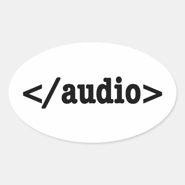 Pegatina Ovalada Finalizar código HTML5 de audio (Anverso)