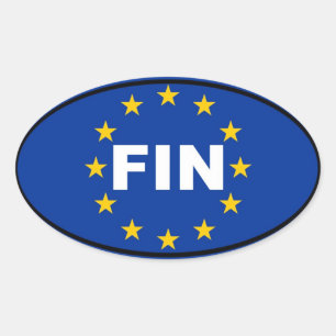Pegatina Ovalada Finlandia - FIN - Unión Europea