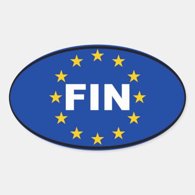 Pegatina Ovalada Finlandia - FIN - Unión Europea (Anverso)