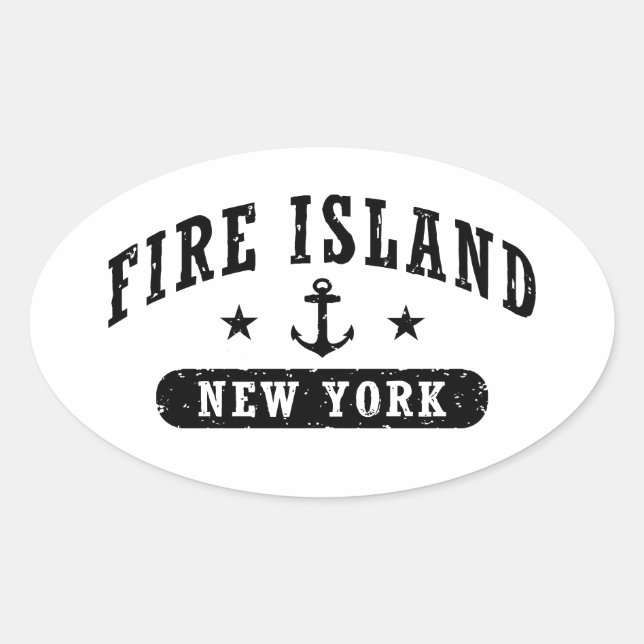 Pegatina Ovalada Fire Island New York (Anverso)