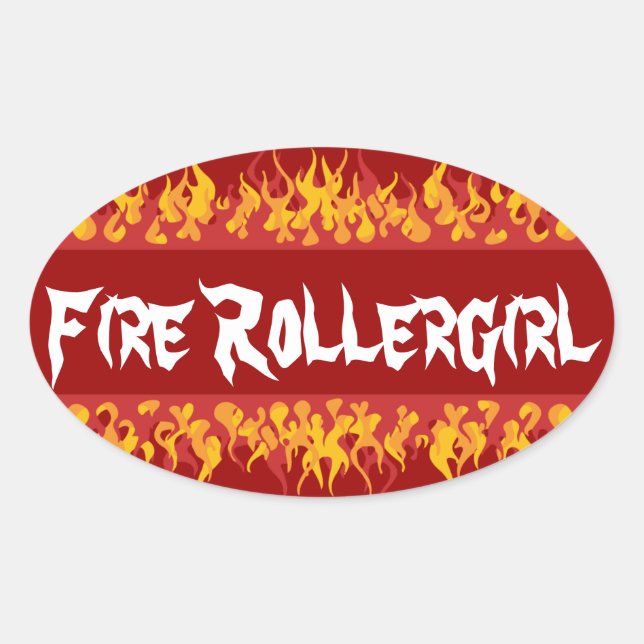 Pegatina Ovalada Fire Rollegirl (Anverso)